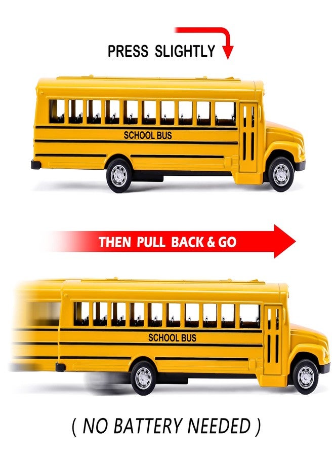FANELEQU 3 Pack Pull Back School Bus Playset, Die-cast Metal Toy Vehicles with Bright Yellow for Boys Girls Kids Toddlers - Image 3